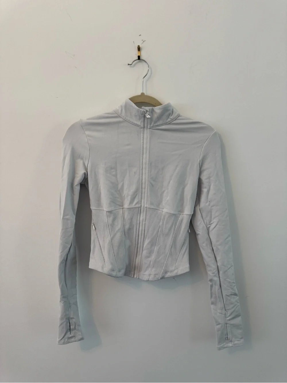 ALO Yoga White Zip-Front Corset Jacket